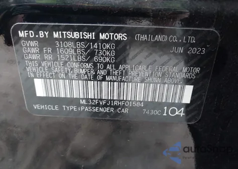 2024 Mitsubishi Mirage G4 Se from USA, damaged, VIN ML32FVFJ1RHF01584